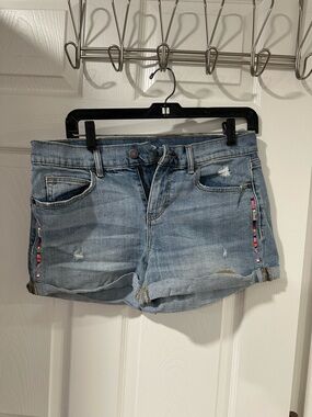 Old Navy Light Blue Denim Shorts with Beaded Side Trim
